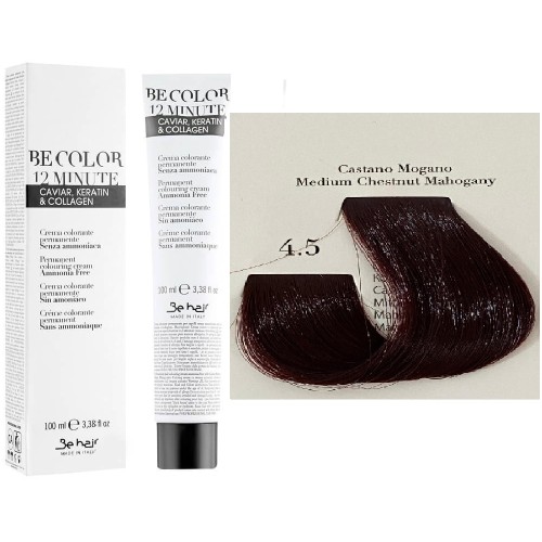 Vopsea De Par Castaniu Mahon  Be Hair-Be Color 12 min, fara amoniac, 4.5, 100ml