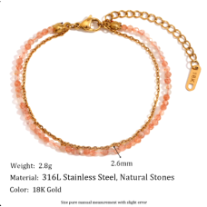 Set bratari cu pietre  Jade si Sunstone din otel inoxidabil 316L, placat cu aur