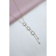 Colier auriu 3 trifoi Van Cleef de culoare alba din otel inoxidabil 316L, placat cu aur