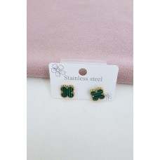 Cercei Van Cleef verde din otel inoxidabil 316L