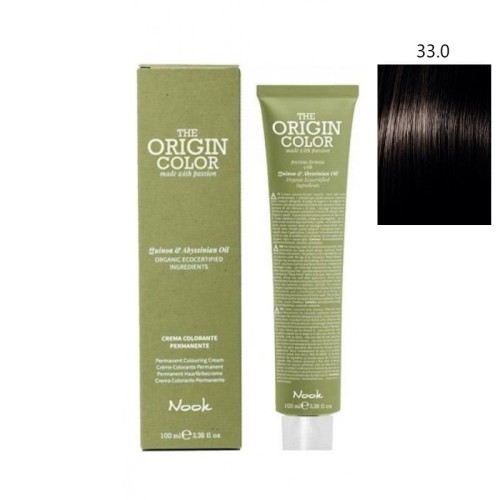 Vopsea permanenta cu amoniac fara PPD si fara Resorcinol, Nook Origin Color castaniu inchis intens natural 33.0 100ml