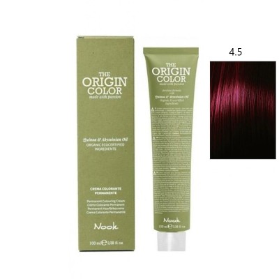 Vopsea permanenta cu amoniac fara PPD si fara Resorcinol, Nook Origin Color castaniu mahon 4.5 100ml