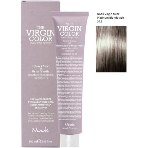 Vopsea permanenta fara amoniac si fara PPD,  Nook Virgin Color blond platinat cenusiu 10.1 100ml