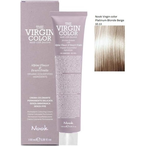 Vopsea permanenta fara amoniac si fara PPD,  Nook Virgin Color blond platinat bej 10.13 100ml