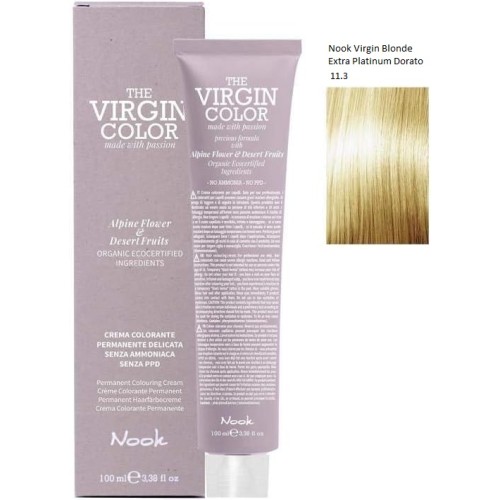 Vopsea permanenta fara amoniac si fara PPD,  Nook Virgin Color blond extra platinat auriu 11.3 100ml