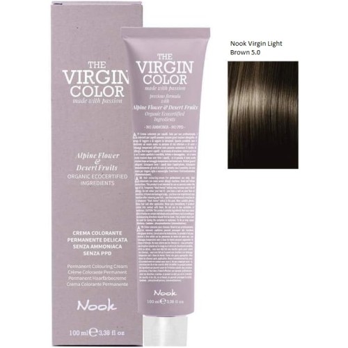 Vopsea permanenta fara amoniac si fara PPD,  Nook Virgin Color castaniu deschis 5.0 100ml
