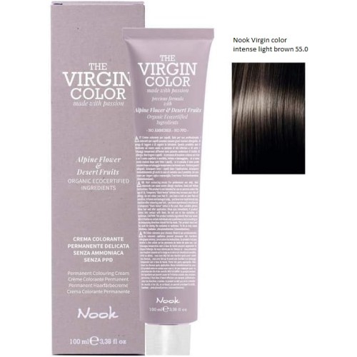 Vopsea permanenta fara amoniac si fara PPD,  Nook Virgin Color castaniu deschis intens 55.0 100ml