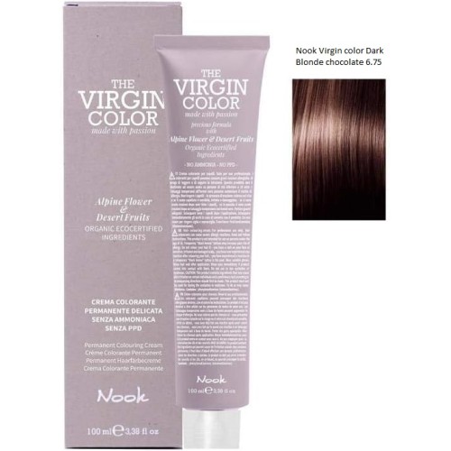 Vopsea permanenta fara amoniac si fara PPD,  Nook Virgin Color castaniu inchis ciocolatiu 6.75 100ml