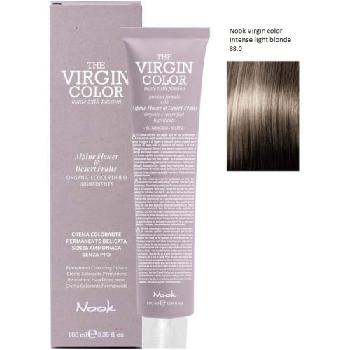 Vopsea permanenta fara amoniac si fara PPD,  Nook Virgin Color blond deschis intens 88.0 100ml