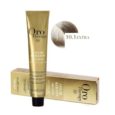 Vopsea fara amoniac - Fanola Oro Therapy Color Keratin-10.1 blond platinat cenusiu extra