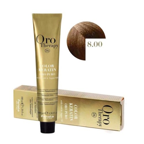 Vopsea fara amoniac - Fanola Oro Therapy Color Keratin - 8.00 blond intens deschis